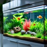 Moderner Aquarium Schrank mit bunten Fischen