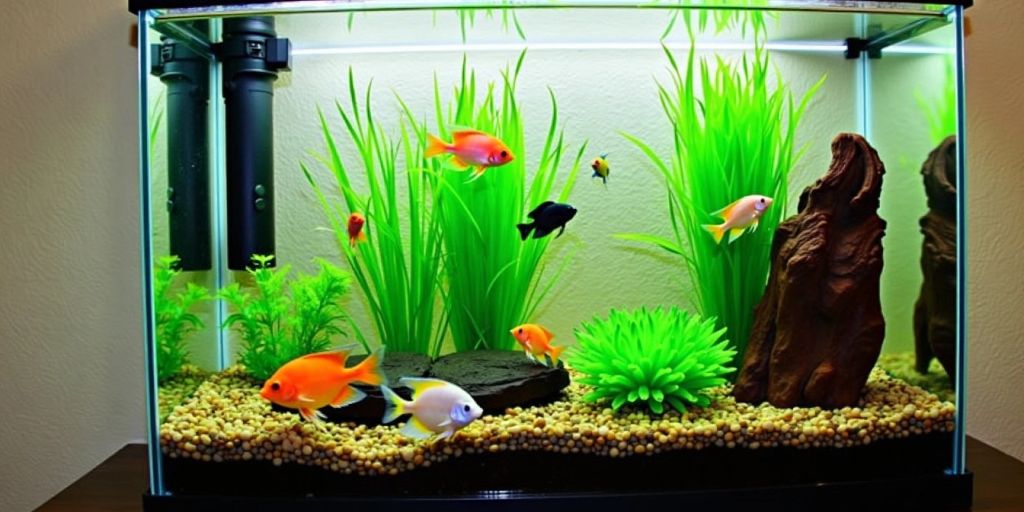 Gut gepflegtes Aquarium mit bunten Fischen